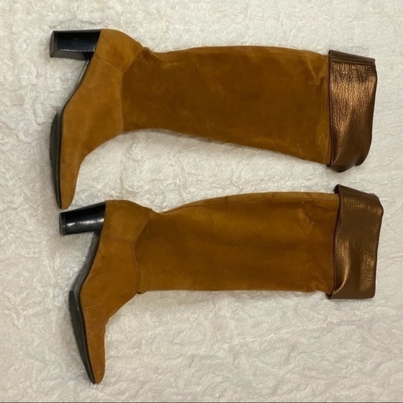 ROBERT Clergerie Honey Color Suede And Leather tall Boots sz 7.5B - Picture 8 of 8